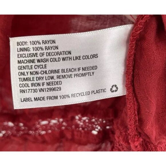 Knox Rose Women’s Red Embroidered Cold Shoulder Tie Sleeve Blouse Sz Small Boho - Picture 8 of 10
